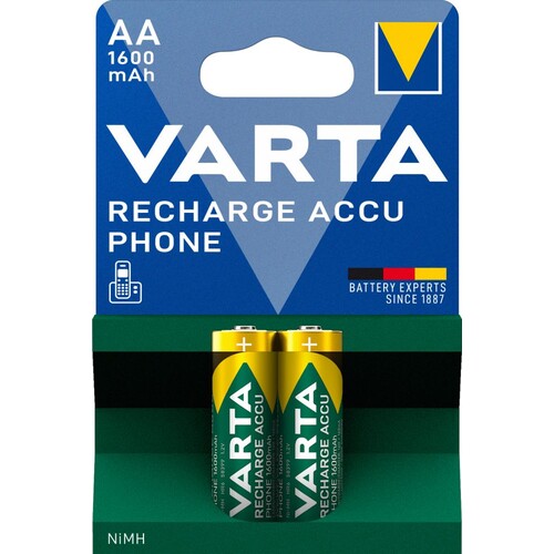 58399201402 VARTA RECHARGE ACCU Phone AA Mignon f. Telefon 1600mAh (2STK.-BL.) Produktbild Front View L