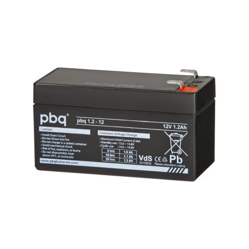 107787 PBQ 1,2-12V BLEIGELAKKU FASTON 4,8MM 12V/1,2AH (LXBXH 97X43X52 MM) Produktbild Front View L