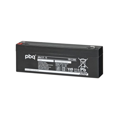 107791 PBQ 2,3-12V BLEIGELAKKU FASTON 4,8MM 12V/2,3AH (LXBXH 178X34X60 MM) Produktbild Front View L