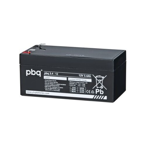 114318 PBQ 3,4-12V BLEIGELAKKU FASTON 4,8MM 12V/3,4AH (LXBXH 134X67X67 MM) Produktbild Front View L