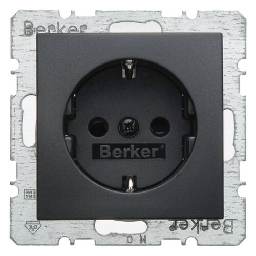 47231606 BERKER SCHUKO-STECKDOSE M. SHUTTER B.3/B.7 ANTHRAZIT Produktbild Front View L