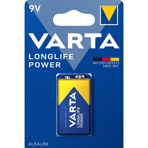 04922121411 VARTA LONGLIFE Power 9V (1STK.-BL.) 9V Batterie E-Block, MN1604 Produktbild Front View L