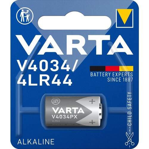 04034101401 VARTA ELECTRONICS V4034/4LR44 (1STK.-BL.) Batterie 6V Produktbild Front View L