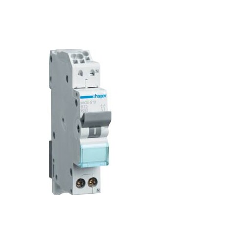 MKS513 HAGER 13/1N/B LEITUNGSSCHUTZSCH. 1TE 6KA QUICK-CONNECT Produktbild Front View L