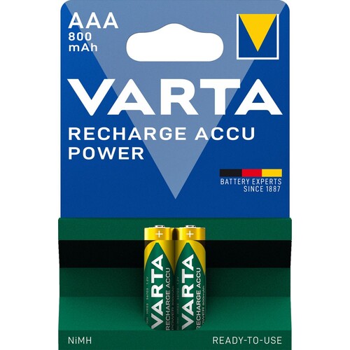 56703101402 VARTA RECHARGE ACCU Power (2STK.-BL.)800mAh Micro AAA Produktbild Front View L