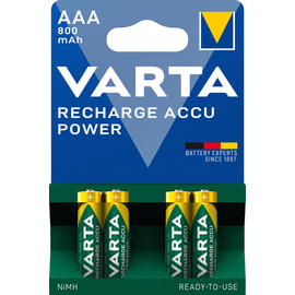 56703101404 Varta RECHARGE ACCU Power (4Stk.-Bl.) 800mAh Akku Micro AAA HR03 Produktbild