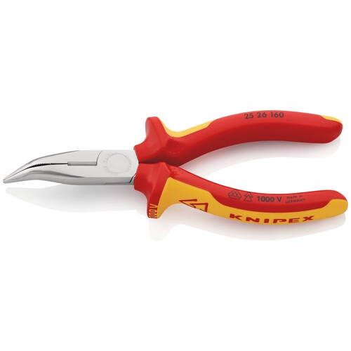 2526160 KNIPEX FLACHRUNDZANGE M.SCHNEIDE GEBOGEN 160MM VDE 1000V Produktbild