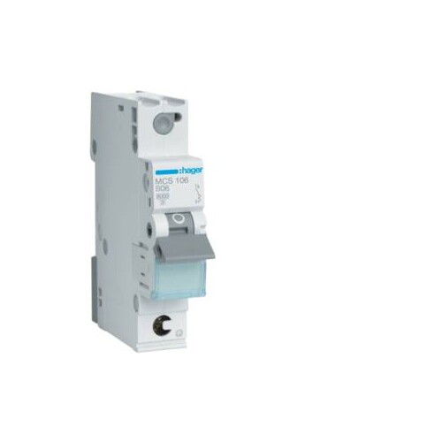 MCS106 HAGER 6/1/C LEITUNGSSCHUTZSCH. 1TE 6KA QUICK CONNECT Produktbild Front View L