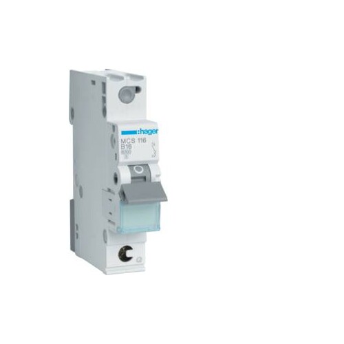 MCS116 HAGER 16/1/C LEITUNGSSCHUTZSCH. 1TE 6KA QUICK CONNECT Produktbild Front View L