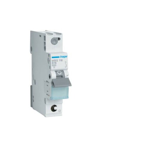 MBS116 HAGER 16/1/B LEITUNGSSCHUTZSCH. 1TE 6KA QUICK CONNECT Produktbild Front View L