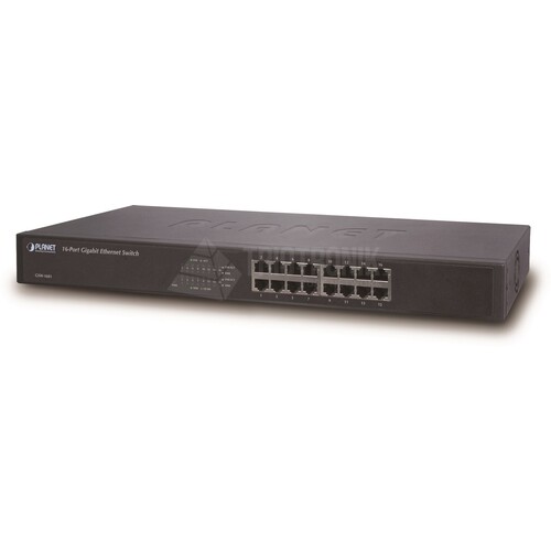 GSW-1601 PLANET ETHERNET SWITCH "16X10/100/1000 MBPS RJ45 19?" Produktbild Front View L