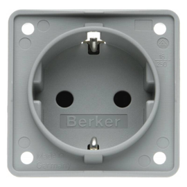 947792506 BERKER SCHUKO-STECKDOSE GRAU HOCHGL. M.SHUTTER,EB,16A,INTEGRO Produktbild