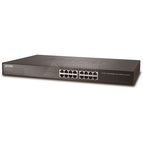FNSW-1601 PLANET ETHERNET SWITCH 16 X10/ 100 MBPS  110-240VAC 19Zoll Produktbild Front View L