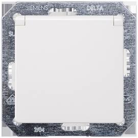 5UB1917 SIEMENS UP-SCHUKO-STECKDOSE M. KLAPPDECKEL TITANWEISS,DELTAI-SYSTEM Produktbild front M