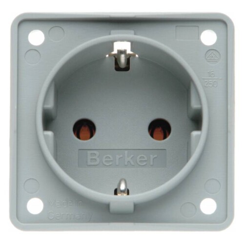 947782506 BERKER SCHUKOSTECKDOSE INTEGRO GRAU MATT Produktbild Front View L