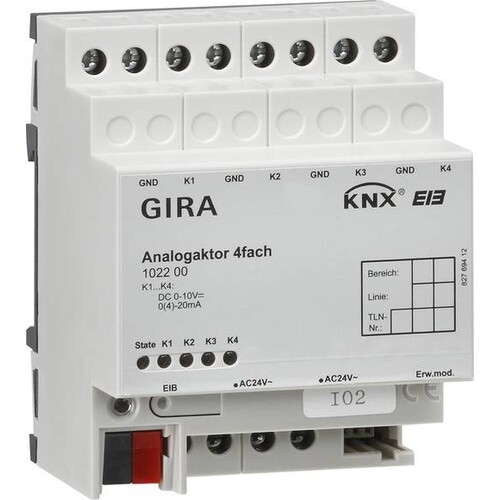 102200 GIRA ANALOGAKTOR 4FACH KNX/EIB REG Produktbild Front View L