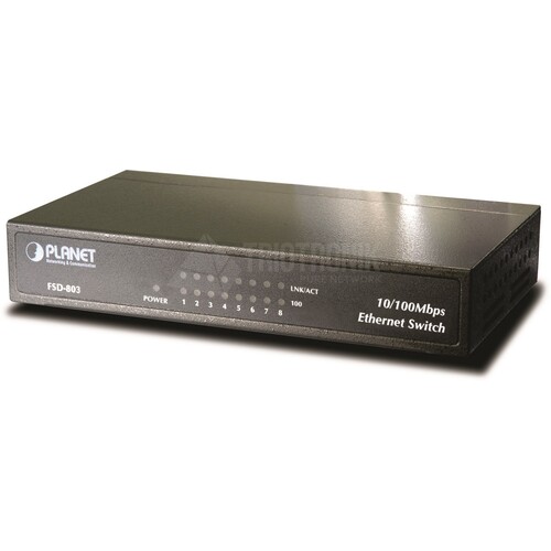 FSD-803 PLANET FAST ETHERNET SWITCH 8 PORT 10/100MBPS METALL Produktbild Front View L