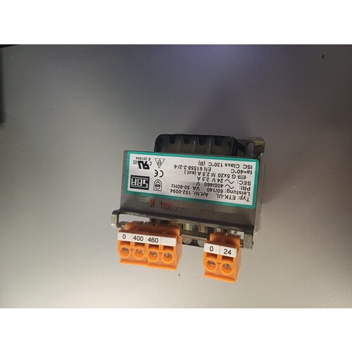 152-0 SBA-TRAFOTECH ETK Sicherheits Transformator 400>24V 60/140VA Produktbild Front View L