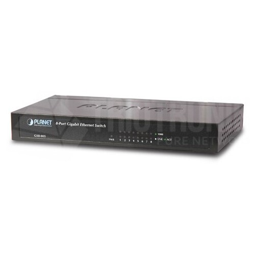 GSD-805 PLANET SWITCH 8-PORT 10/100/1000 MBPS Produktbild Front View L