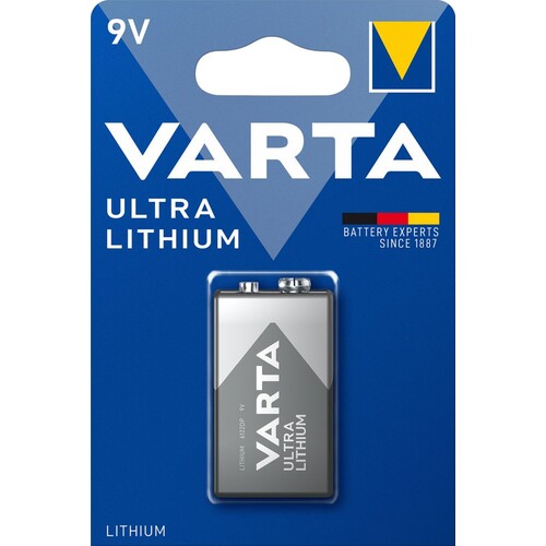 06122301401 Varta ULTRA LITHIUM 9V (1Stk.-Bli.) Batterie f.Rauchmelder Produktbild Front View L