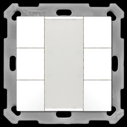 BE-TA5506.02 MDT KNX Taster 6-fach reinweiß matt für 55mm Programm Produktbild Front View L