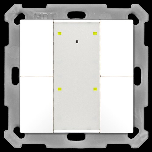 BE-TA55P4.02 MDT KNX Taster 4-fach Plus LED Reinweiss matt für 55mm Programm Produktbild Front View L