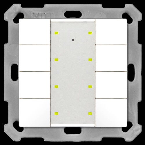BE-TA55P8.02 MDT KNX Taster 8-fach Plus LED Reinweiss matt für 55mm Programm Produktbild Front View L