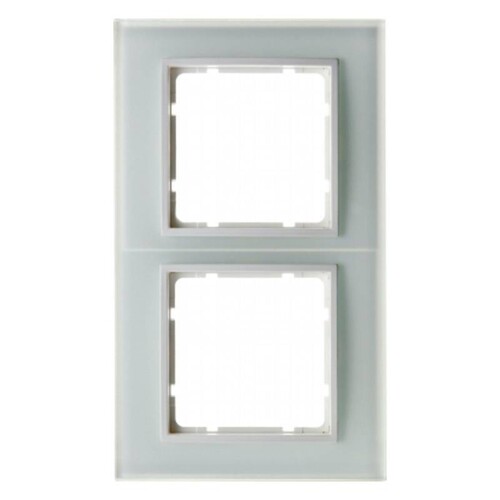 10126909 BERKER GLAS-RAHMEN 2-FACH F. SENKR. UND WAAGR. B.7 POLARWEISS Produktbild Front View L