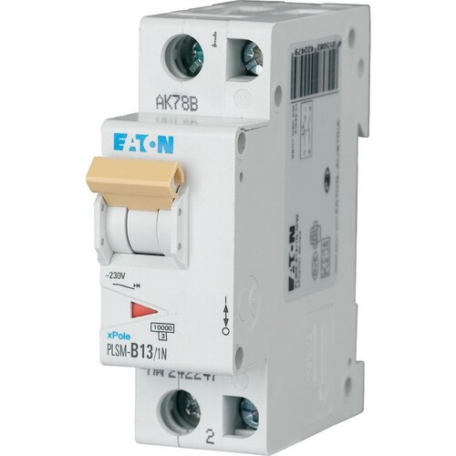 242270 EATON PLSM-C13/1N-MW LEITUNGSSCH. SCHALTER 13A 1P+N 1,5TE 10KA Produktbild Front View L