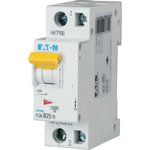 242274 EATON PLSM-C25/1N-MW LEITUNGSSCH. SCHALTER 25A 1P+N 1,5TE 10KA Produktbild Front View L