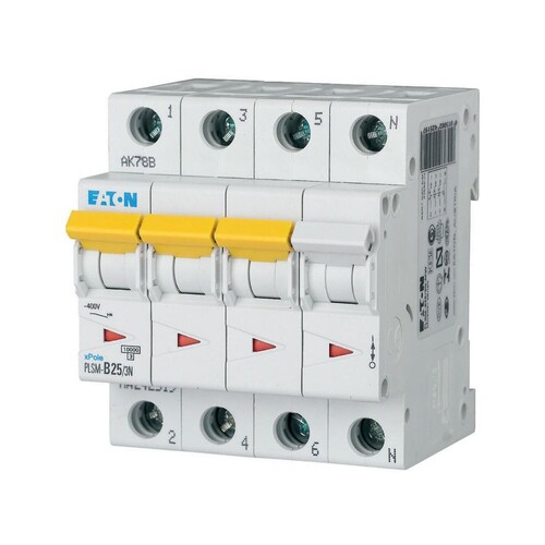 242519 EATON PLSM-B25/3N-MW LEITUNGSSCH. SCHALTER 25A 3P+N 4TE 10KA Produktbild Front View L