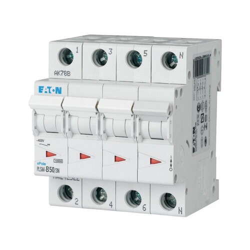 242522 EATON PLSM-B50/3N-MW LEITUNGSSCH. SCHALTER 50A 3P+N 4TE 10KA Produktbild Front View L