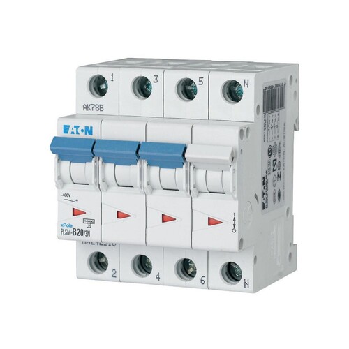 242544 EATON PLSM-C20/3N-MW LEITUNGSSCH. SCHALTER 20A 3P+N 4TE 10KA Produktbild Front View L