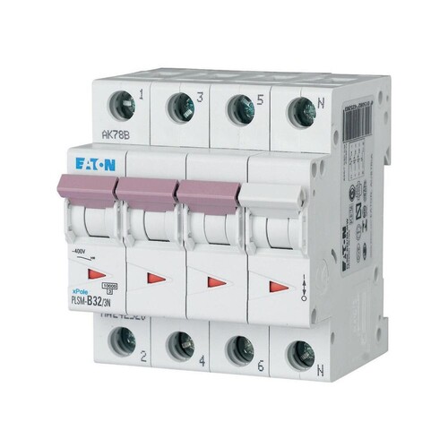 242546 EATON PLSM-C32/3N-MW LEITUNGSSCH. SCHALTER 32A 3P+N 4TE 10KA Produktbild Front View L