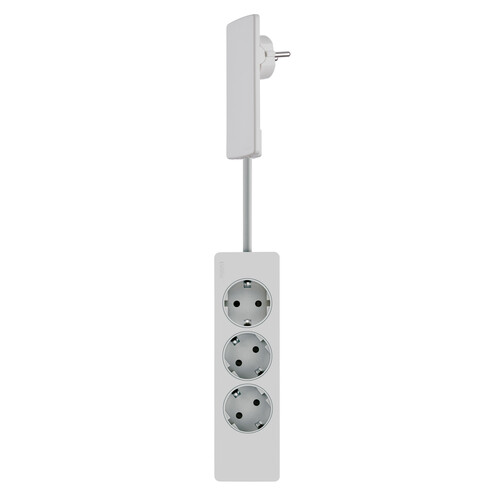 151000156300 Schulte EVOline Plug Flach- stecker, 3-fach Tischverteiler, weiß Produktbild Front View L