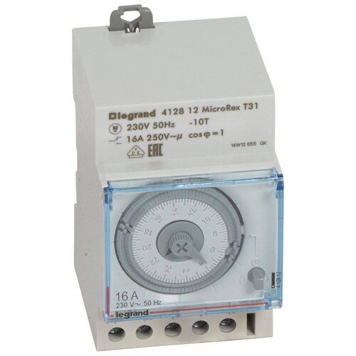 412812 Legrand MicroRex T31 Tages- Schaltuhr 230V 50Hz sync. o. Gangreserve Produktbild