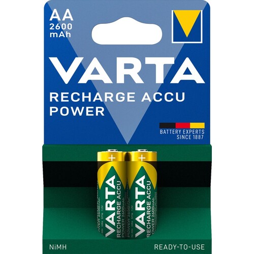 05716101402 VARTA RECHARGE ACCU Power AA (2STK.-BL.)2600mAh Mignon Produktbild Front View L