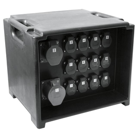 853009286 PCE Event-Verteiler M-SVE3 63/11-12/V2/2M/A/MS schwarze Steckdose Produktbild front M