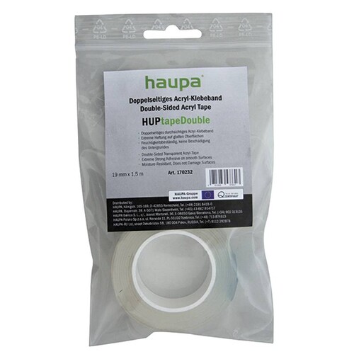 170232 HAUPA Acryl Tape transparent HUPtapeDouble, 19mm x 1,5m Produktbild Front View L