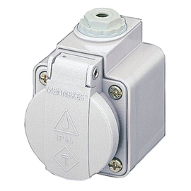 AM 10081 Mennekes Schuko-Aufbausteckdose grau 16A 2p+E 230V IP44 Produktbild