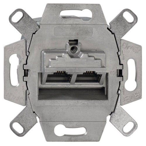 N138104070 Rutenbeck Datendose Kat6 2xRJ45 ohne ZP Produktbild Front View L