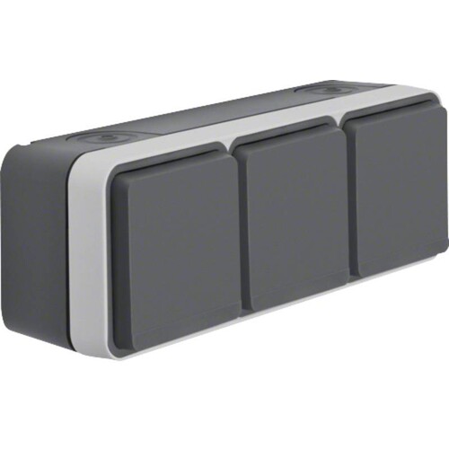 47733515 BERKER W.1 FR AP SSD 3fach waagrecht, grau/lichtgrau Produktbild Front View L
