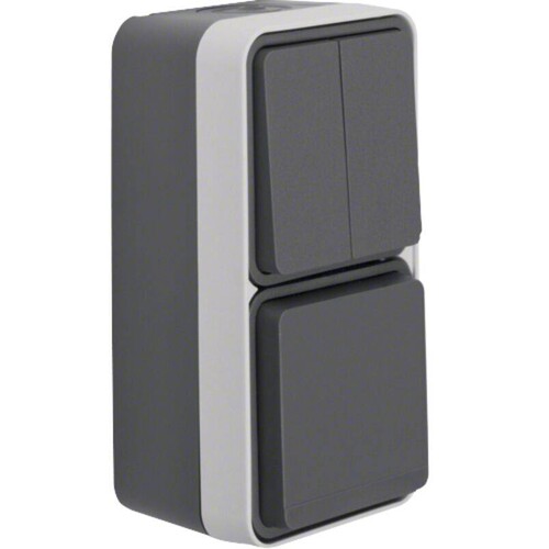 47903515 BERKER W.1 FR AP SSD+Seriensch. Kombination, senkrecht, grau/lichtgrau Produktbild