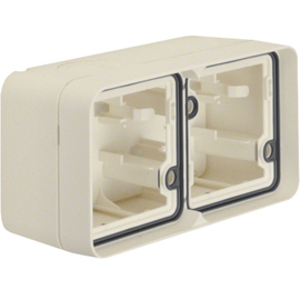 6719323502 BERKER W.1 FR AP-Gehäuse 2f. waagrecht mit Rahmen, polarweiß matt Produktbild front M