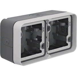 6719323515 BERKER W.1 FR AP-Gehäuse 2f. waagrecht m. Rahmen, grau/lichtgrau matt Produktbild front M