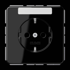 CD1520NASW JUNG Schuko-Steckdose + Schriftfeld, 1-fach, schwarz, glänzend Produktbild