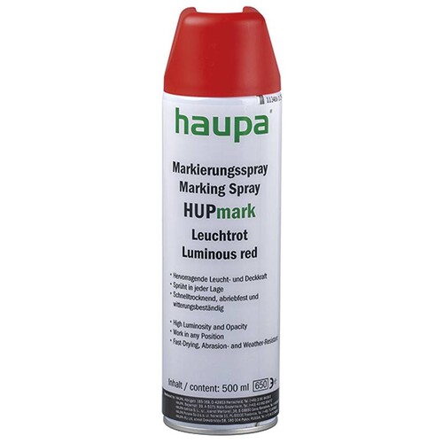 170140 HAUPA Markierungsspray HUPmark leuchtrot, Aerosol 500 ml Produktbild Front View L