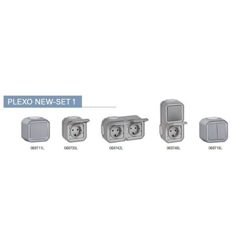 100361 Legrand Plexo New Set - Paket 1 grau Produktbild Front View L