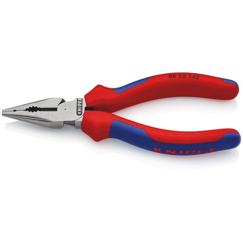 08 22 145 Knipex Spitzkombizange 145mm sw atramentiert, Mehrkomponentenhülle Produktbild