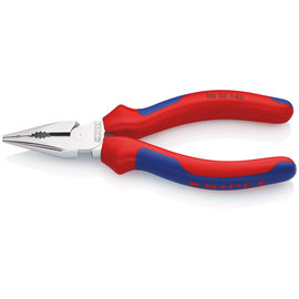 08 25 145 Knipex Spitzkombizange 145mm verchromt, Mehrkomponentenhülle Produktbild